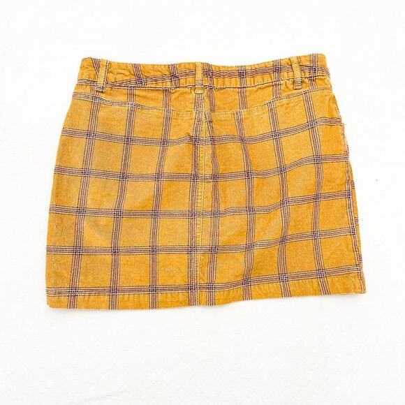 BDG Plaid Mini Skirt Brown Patterned Grid Corduroy Style Size 8 - Picture 4 of 5